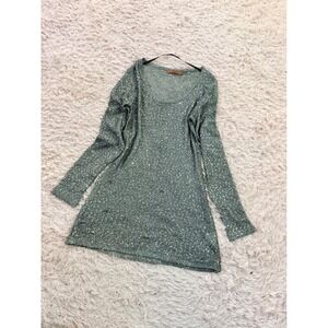 Open Knit Sparkle Sheer Crotchet Bodycon Dress Womens M Metallic Glam Partywear